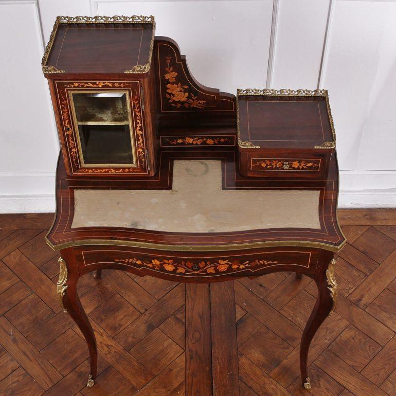 19th Century French Inlaid Marquetry Bonheur-du-jour Writing Desk In Good Condition In Vancouver, British Columbia
