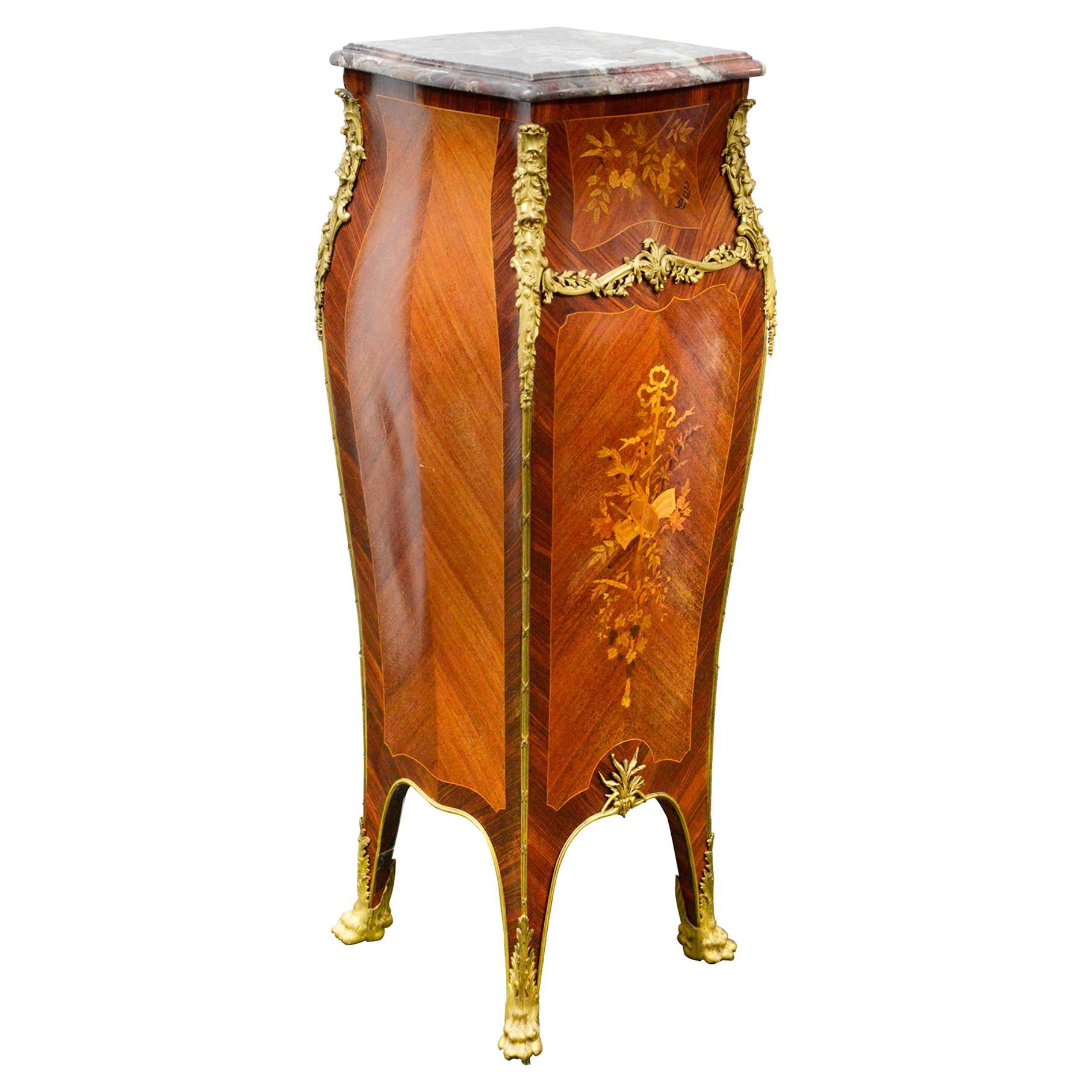 19th Century French Inlaid Pedestal After Francoise Linke