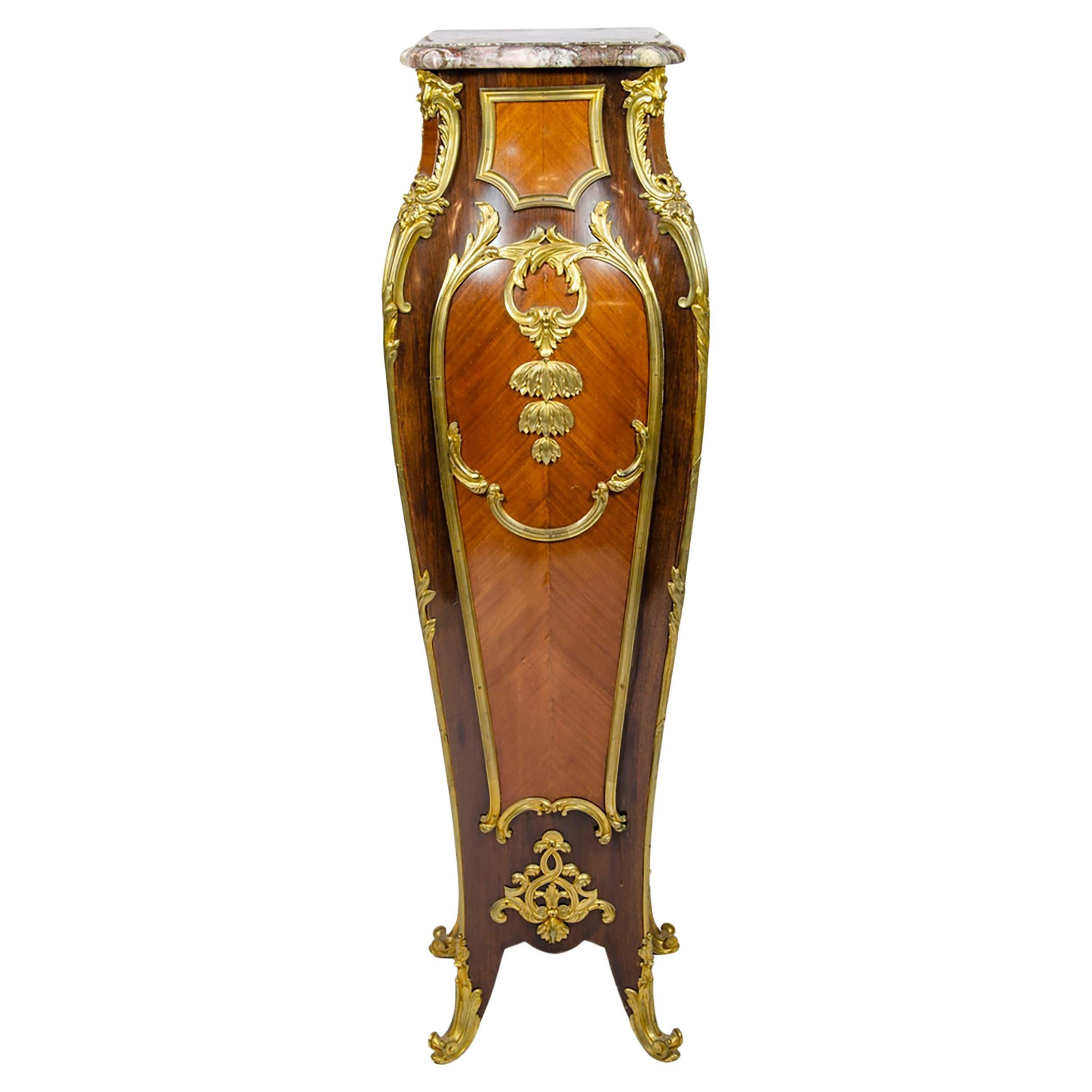 19th century French inlaid pedestal after Francoise Linke For Sale