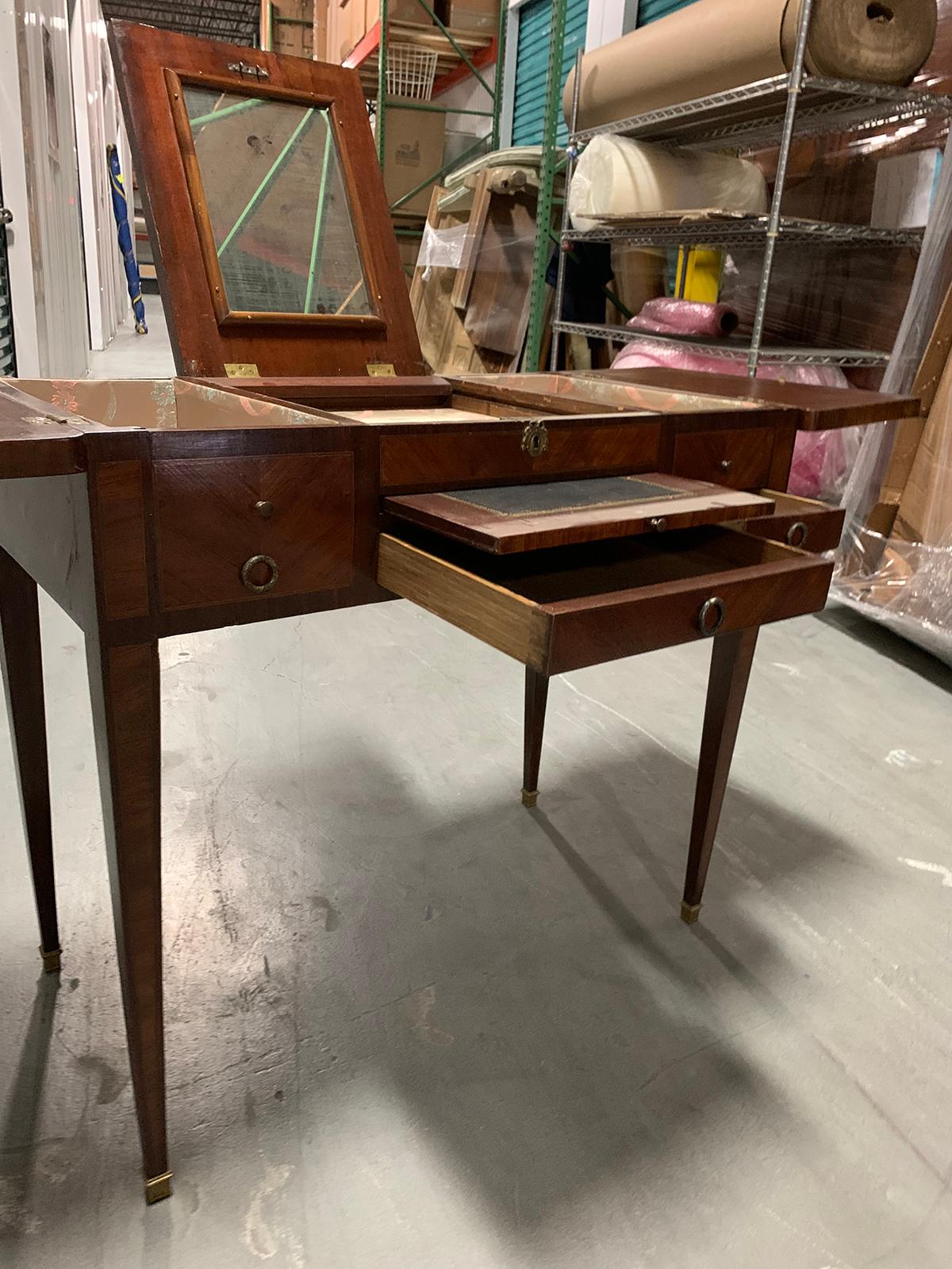 19th Century French Inlaid Poudress Dressing Table with Mirror 5