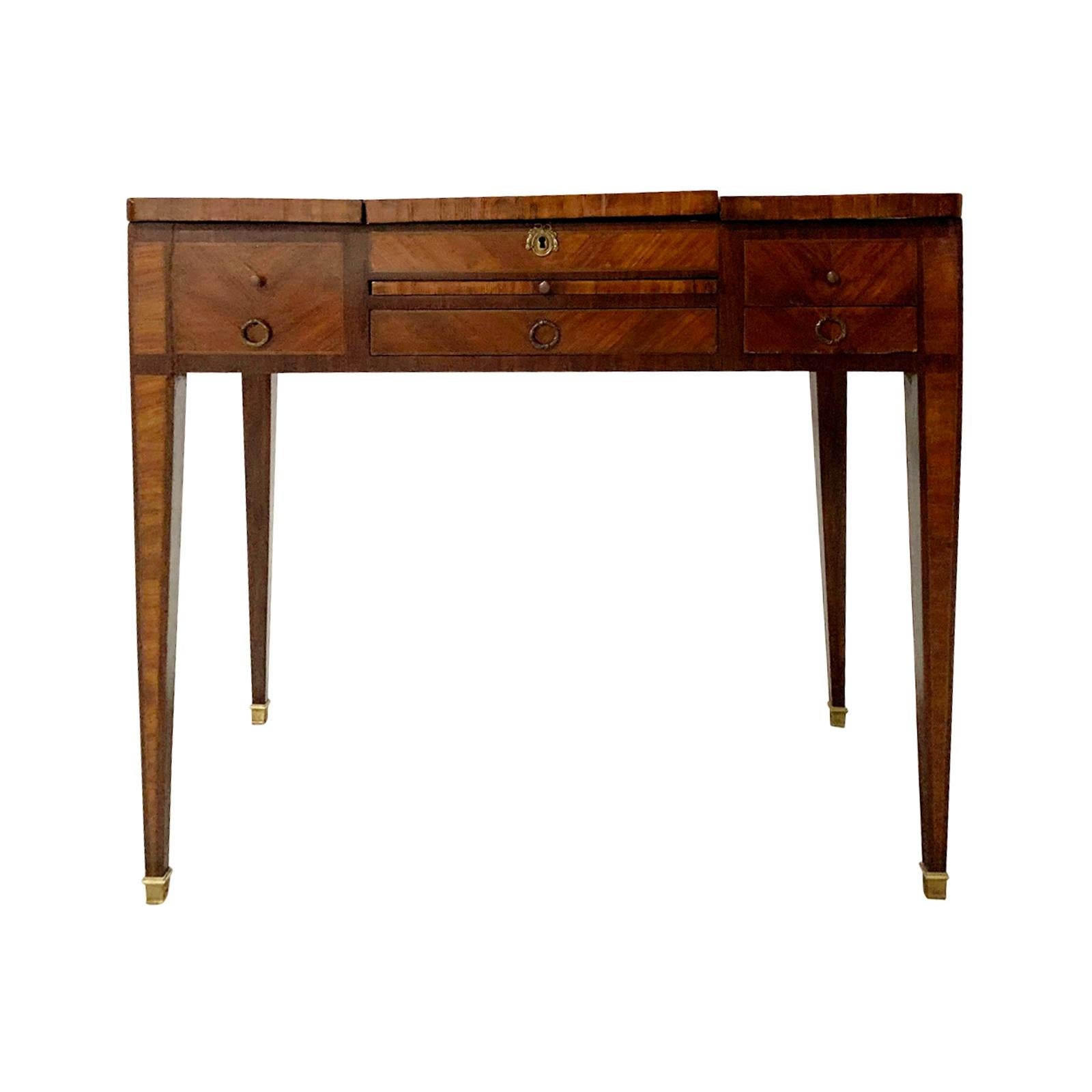 19th Century French Inlaid Poudress Dressing Table with Mirror