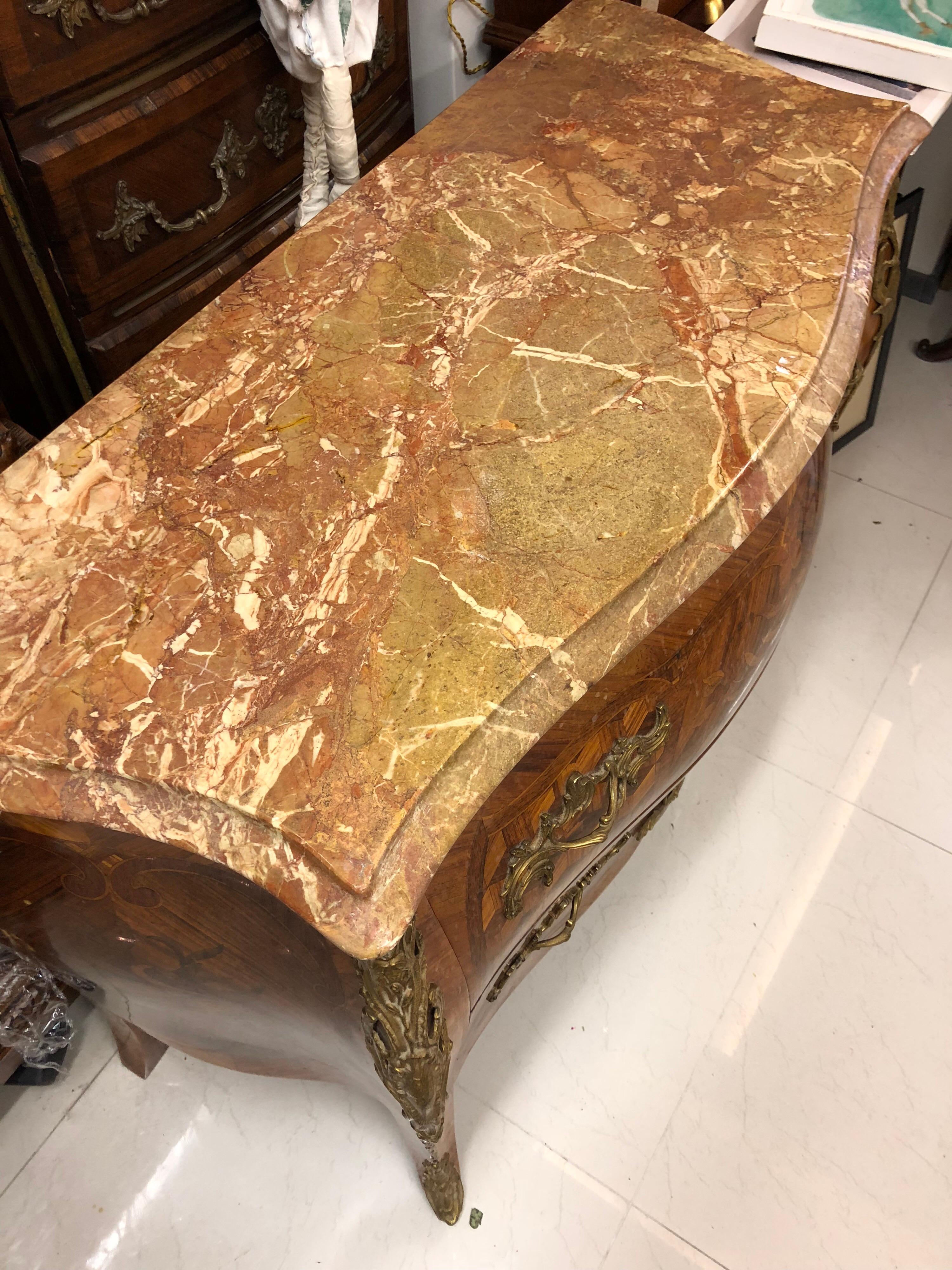 19th Century French Inlaid Two Drawers Rosewood Commode in Louis XV Style In Good Condition For Sale In Sofia, BG