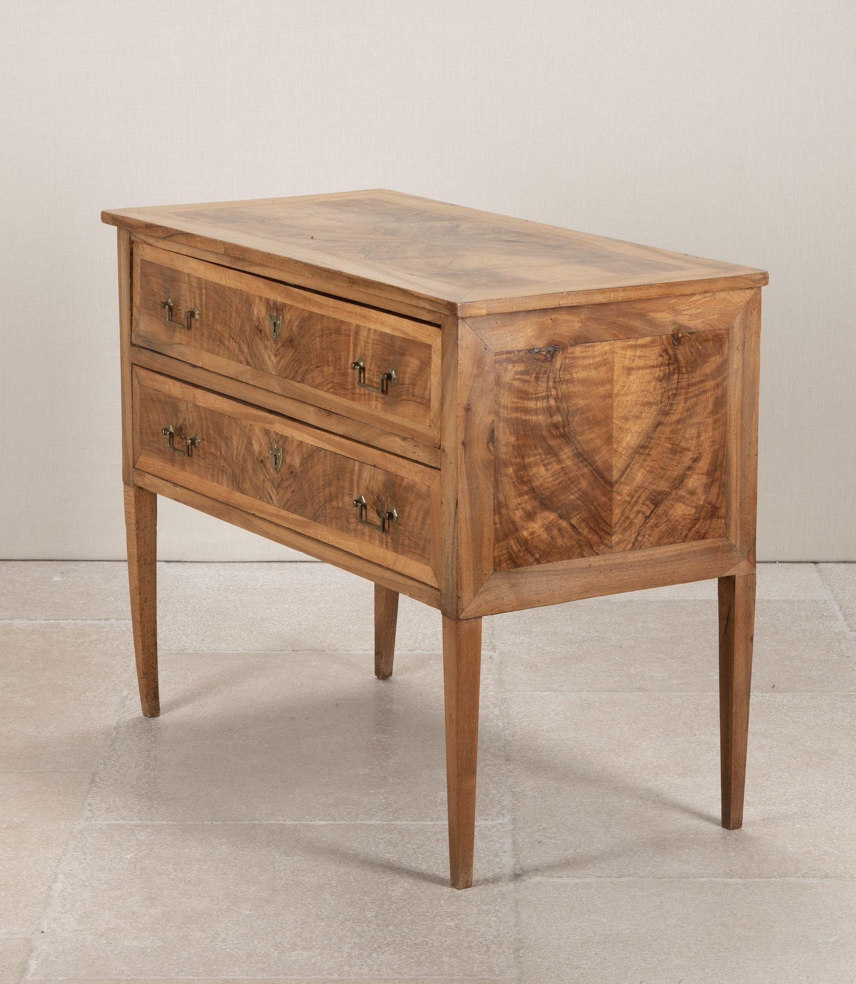 French Provincial 19th Century French Inlaid Walnut Two Drawer Commode For Sale