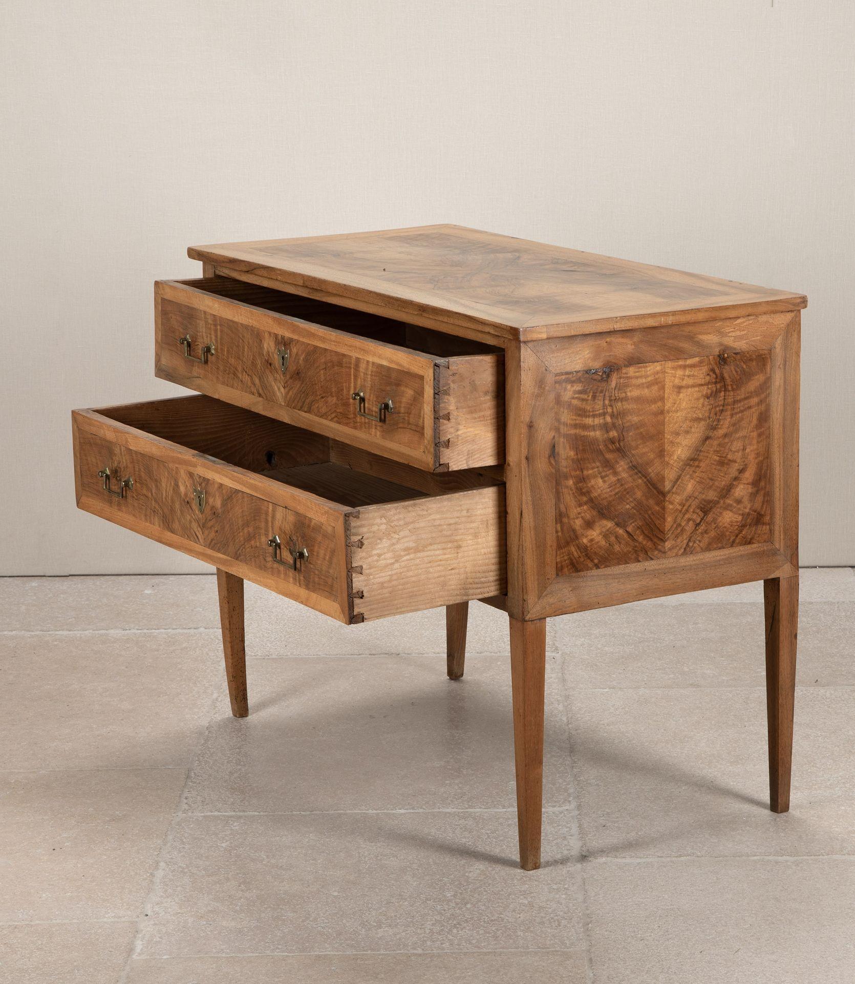 19th Century French Inlaid Walnut Two Drawer Commode For Sale 1
