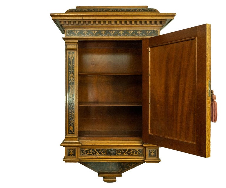 19th Century French Inlaid Wood Wall / Medicine at 1stDibs