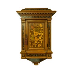 19th Century French Inlaid Wood Wall / Medicine Cabinet