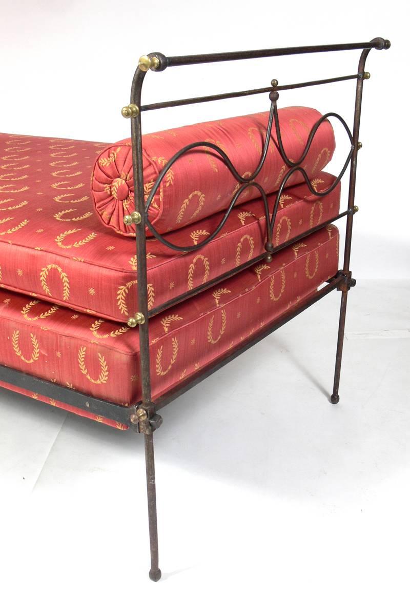 19th Century French Iron and Brass Campaign Daybed In Distressed Condition In Atlanta, GA