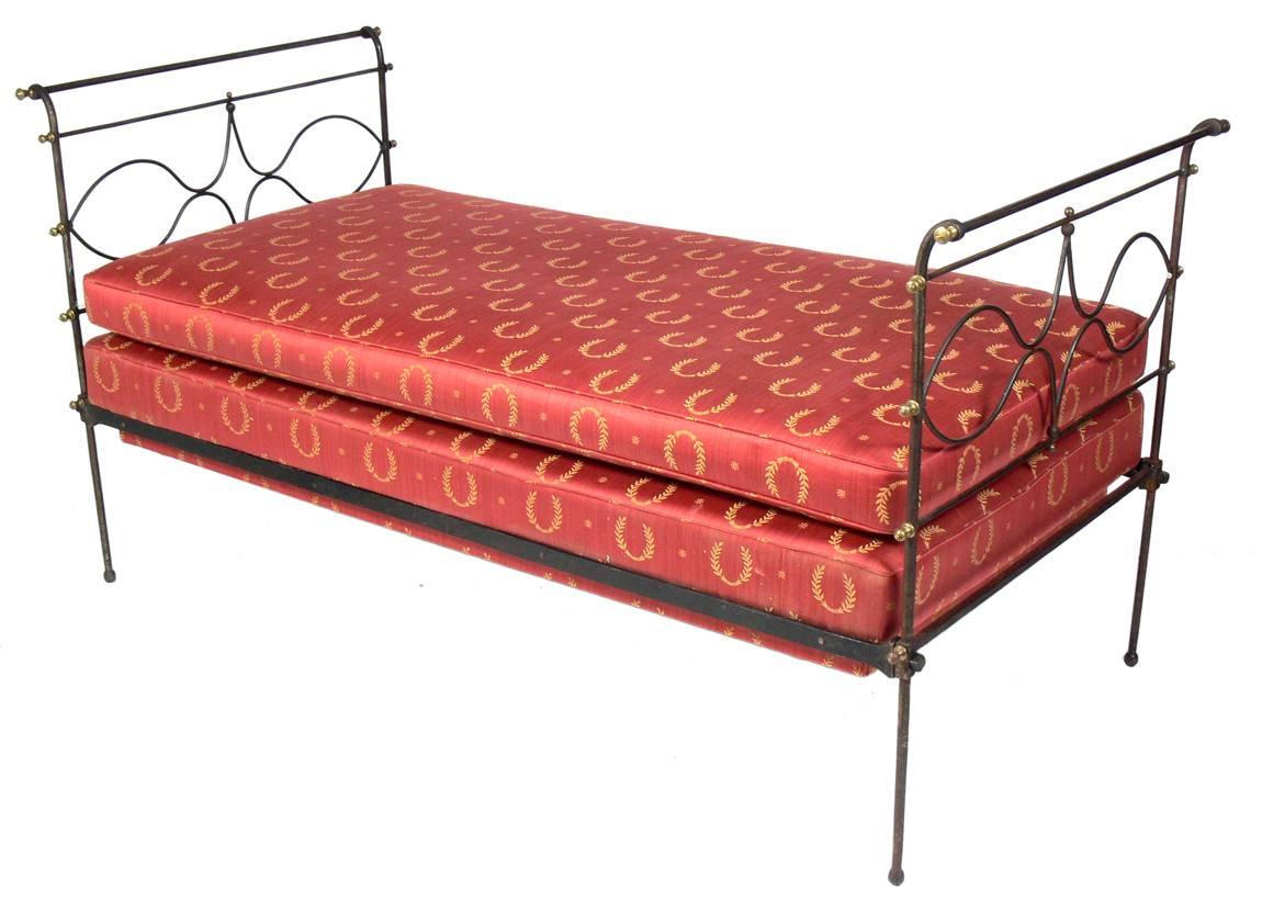 19th Century French Iron and Brass Campaign Daybed 2