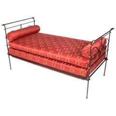 19th Century French Iron and Brass Campaign Daybed