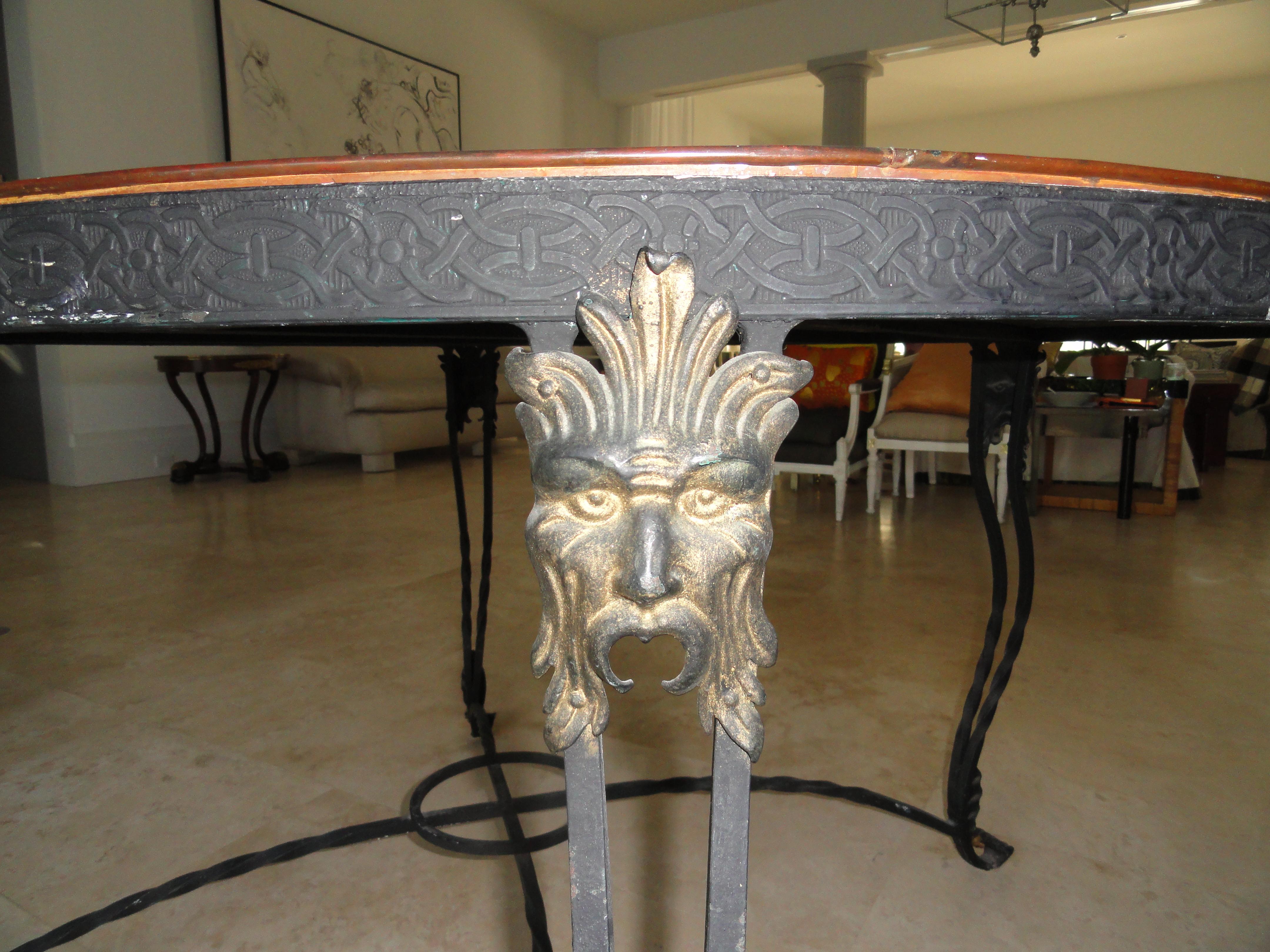 19th Century French Iron and Copper Table im Zustand „Hervorragend“ im Angebot in West Palm Beach, FL