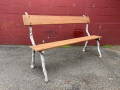 French Cast Iron Garden Bench with New Mahogany Seat & Back