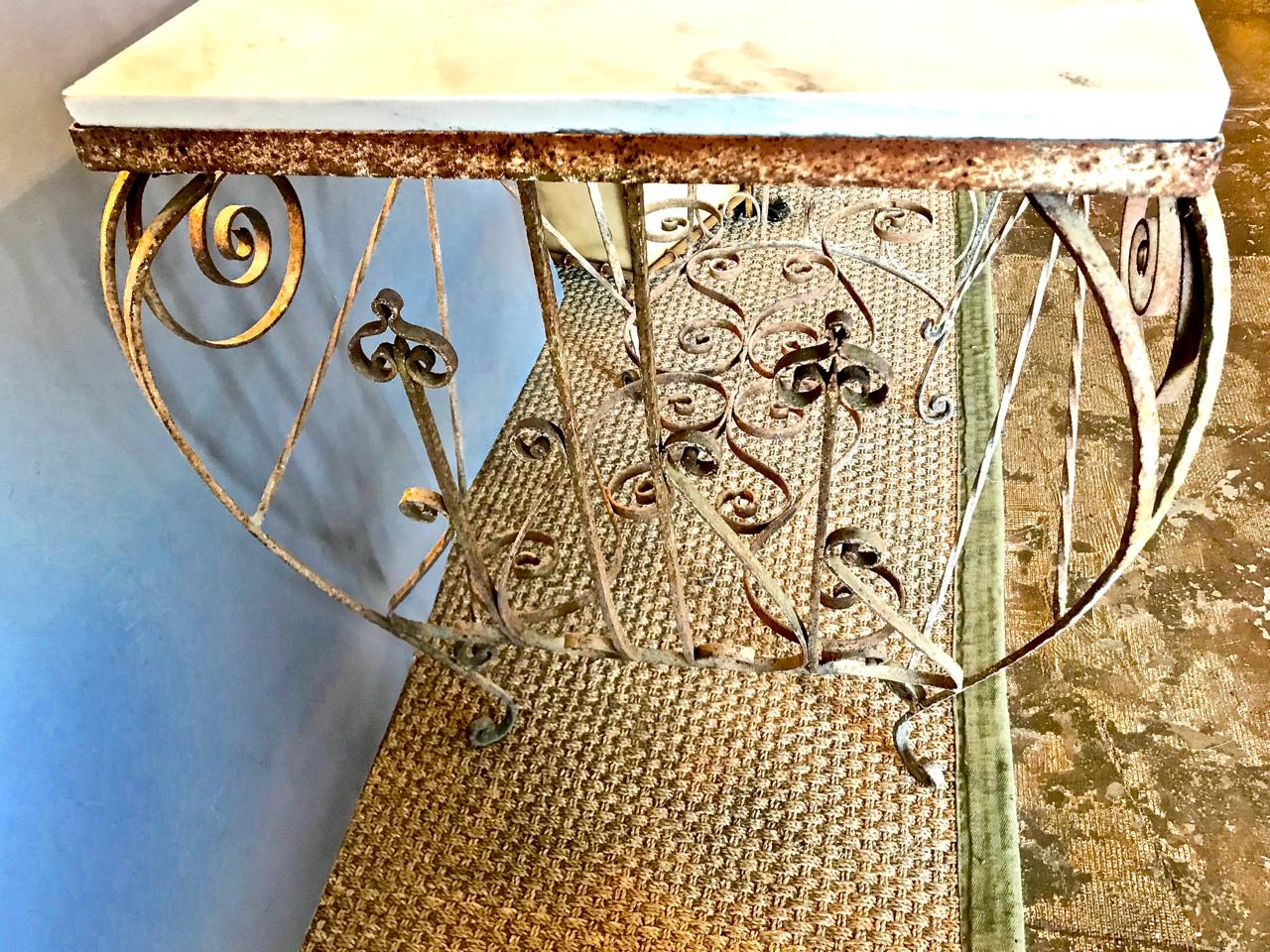 19th Century French Iron and Marble Pastry or Butcher's Table In Fair Condition In Pasadena, CA