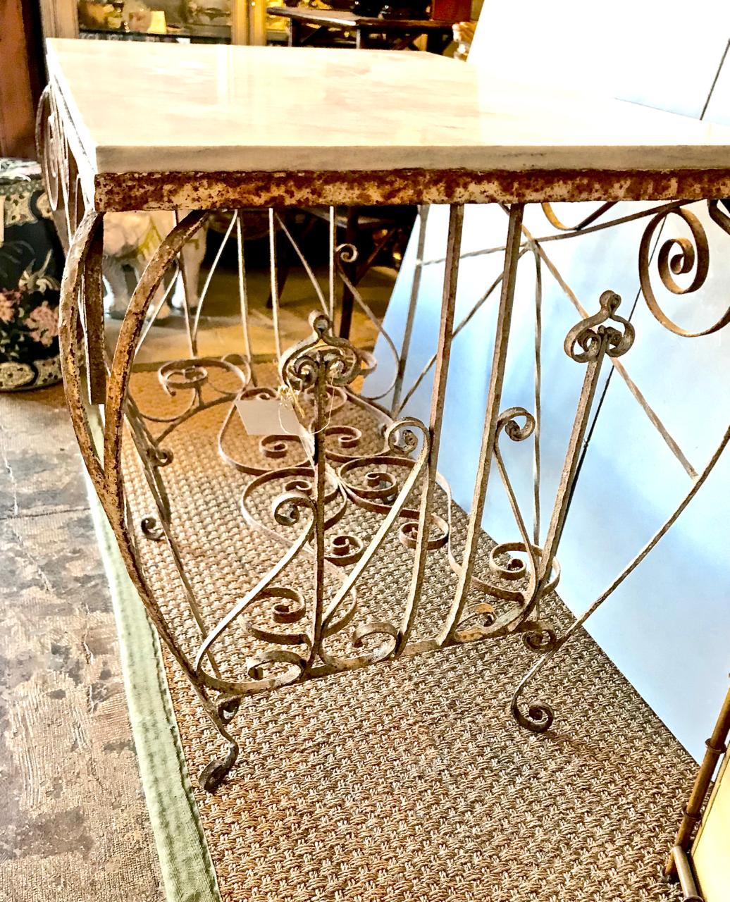 Late 19th Century 19th Century French Iron and Marble Pastry or Butcher's Table