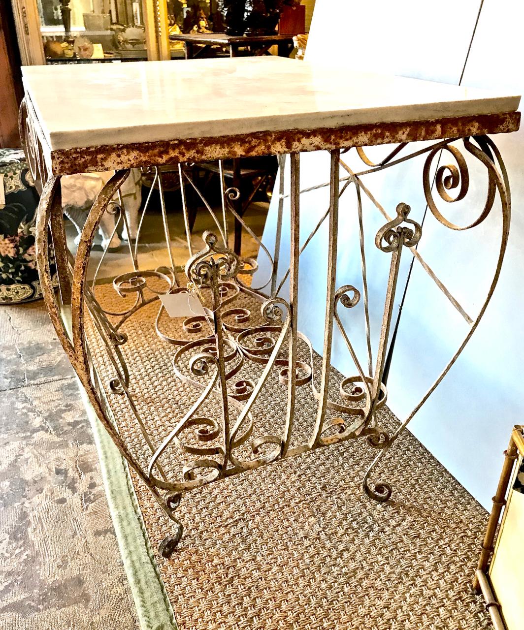 19th Century French Iron and Marble Pastry or Butcher's Table 1