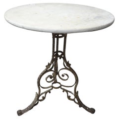 Used 19th Century French Iron And Marble Garden Table