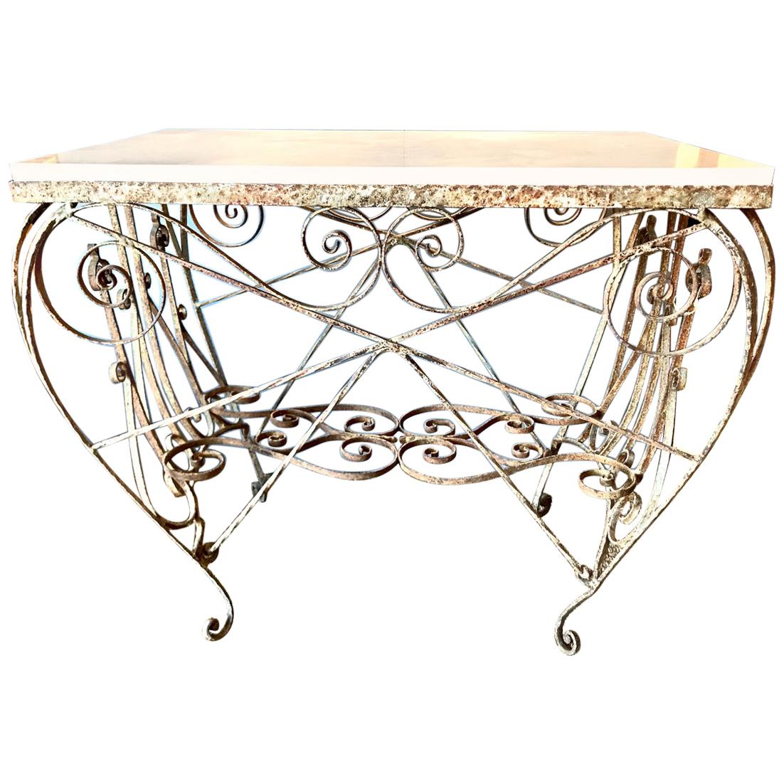 19th Century French Iron and Marble Pastry or Butcher
s Table