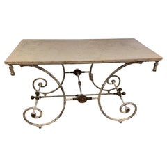 19th Century French Iron and Marble Top Pastry Table