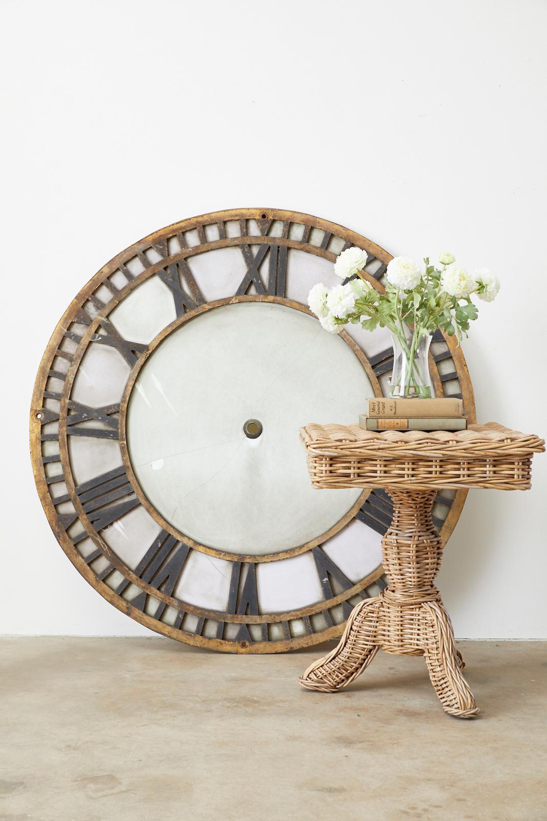 19th Century French Iron and Milk Glass Clock Face 13