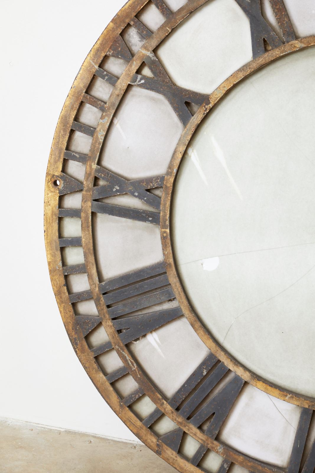 Hand-Crafted 19th Century French Iron and Milk Glass Clock Face