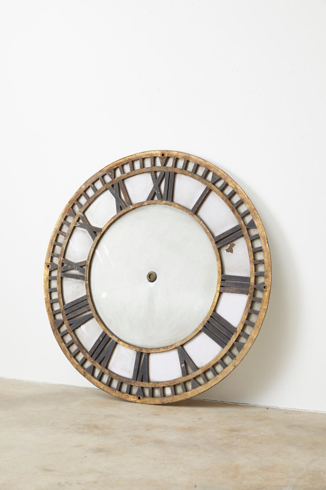 19th Century French Iron and Milk Glass Clock Face 3
