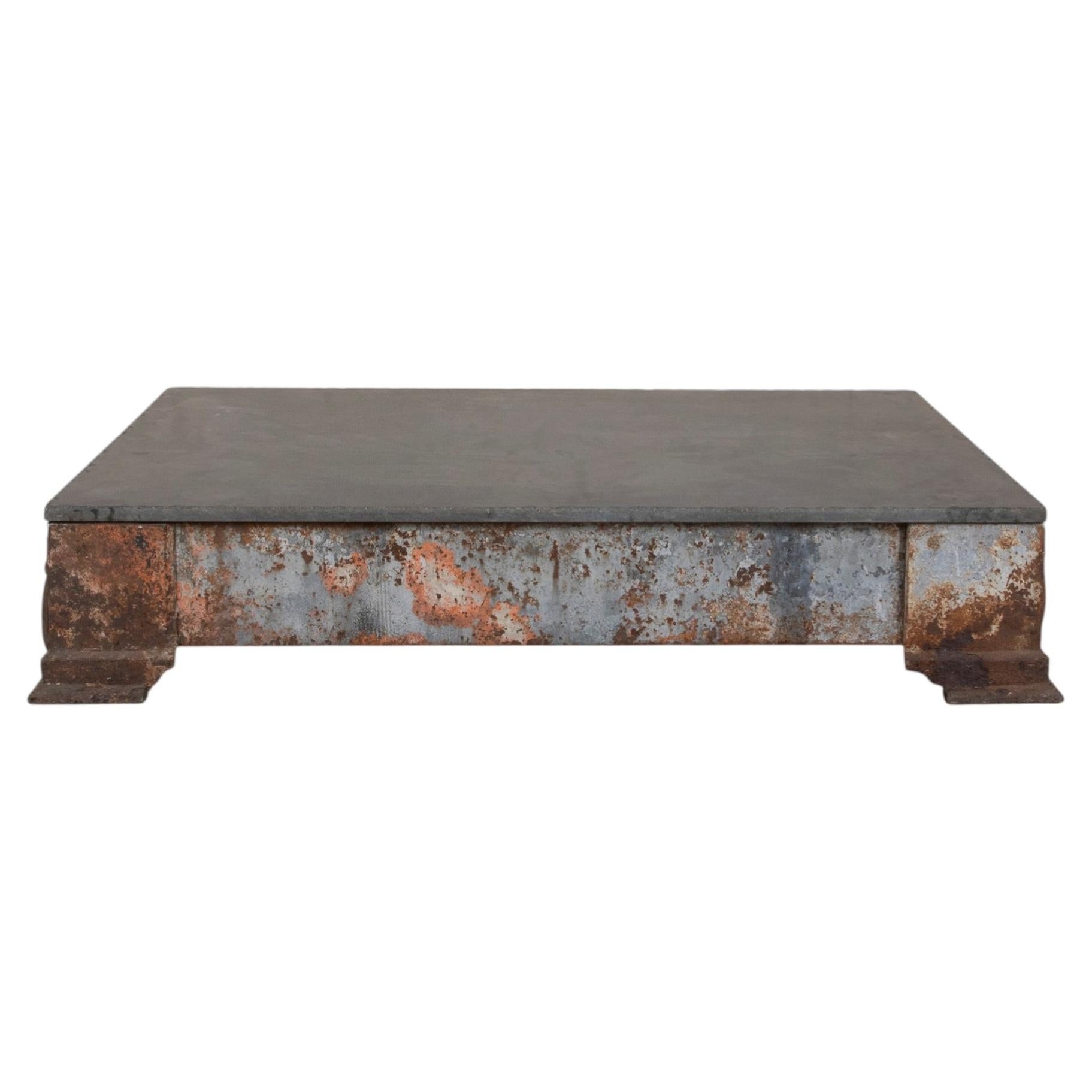 19th Century French Iron and Slate Coffee Table