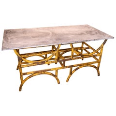 19th Century French Iron and Stone Table De Boucher