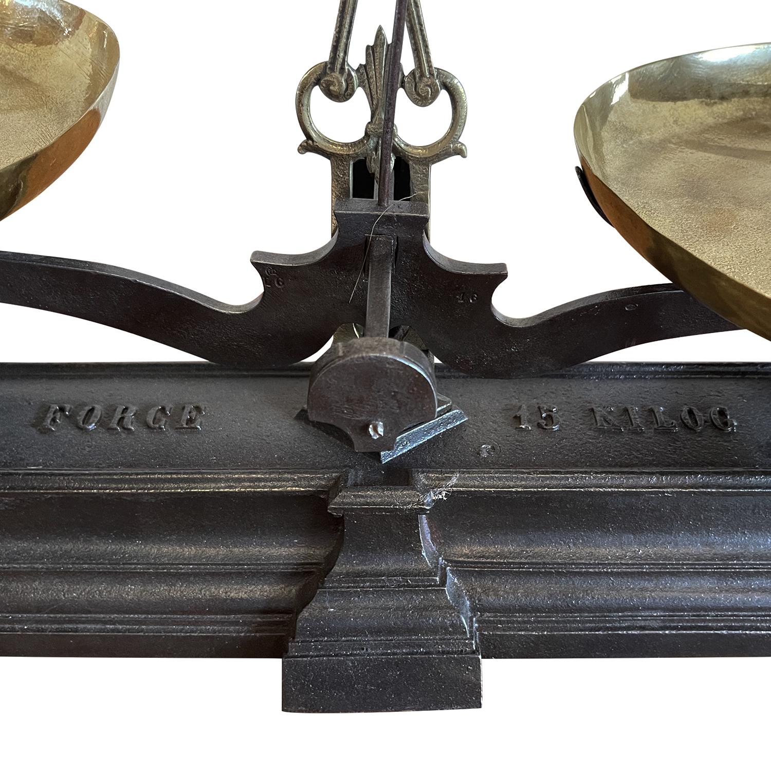 Metal 19th Century French Iron Balance - Antique Brass Scale For Sale