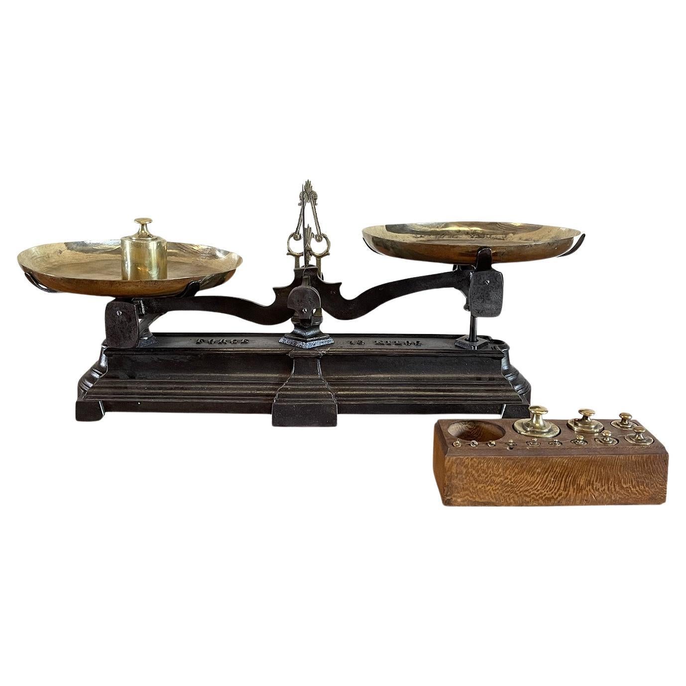 19th Century French Iron Balance - Antique Brass Scale For Sale