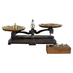 19th Century French Iron Balance - Vintage Brass Scale