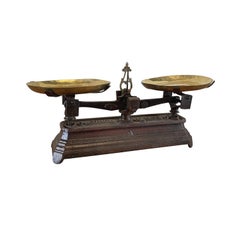 19th Century French Iron Balance - Antique Small Brass Scale