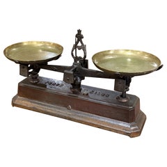 19th Century French Iron Balance Scale with Brass Trays