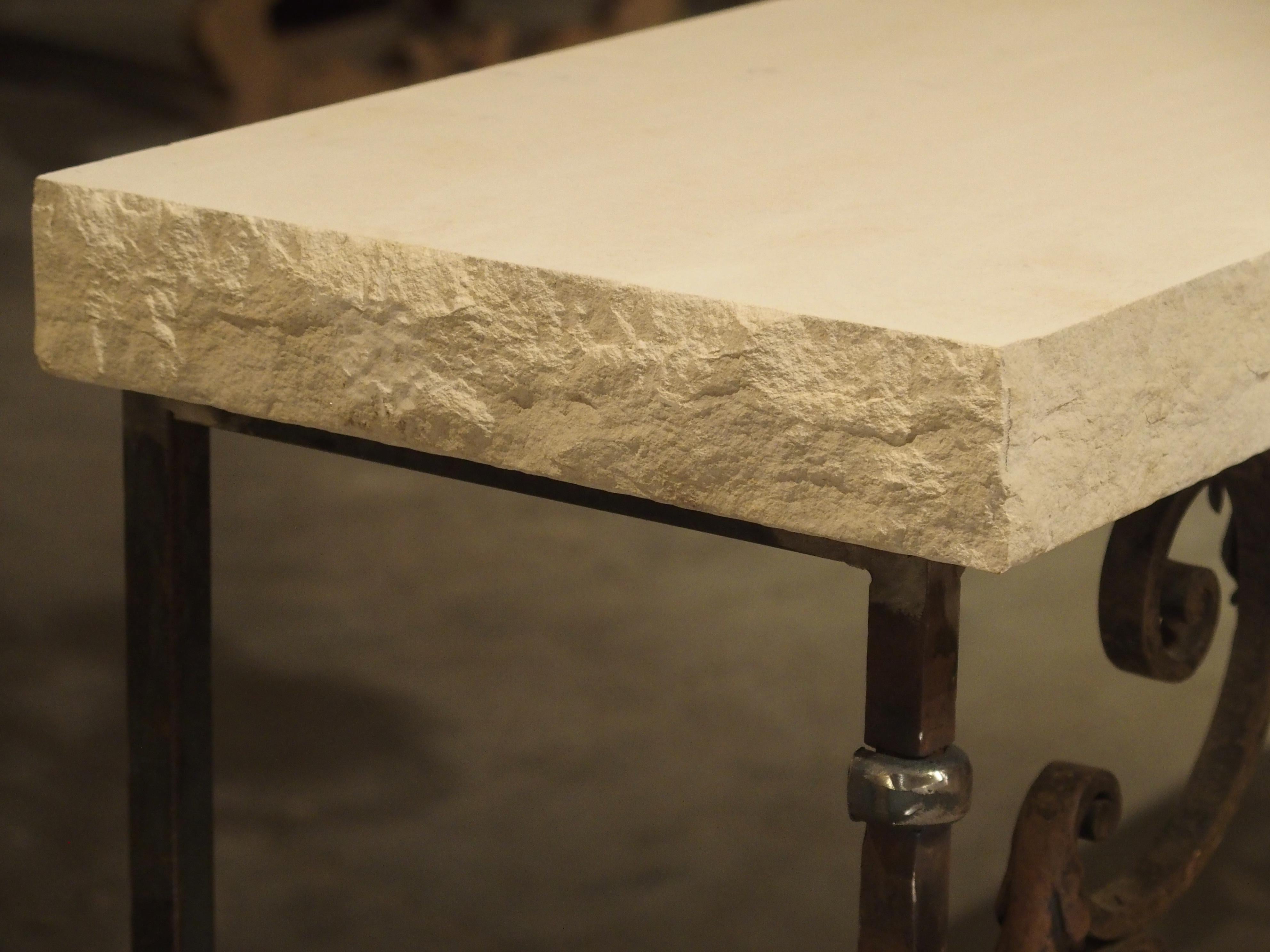 19th Century French Iron Balcony Console with Limestone Top 9