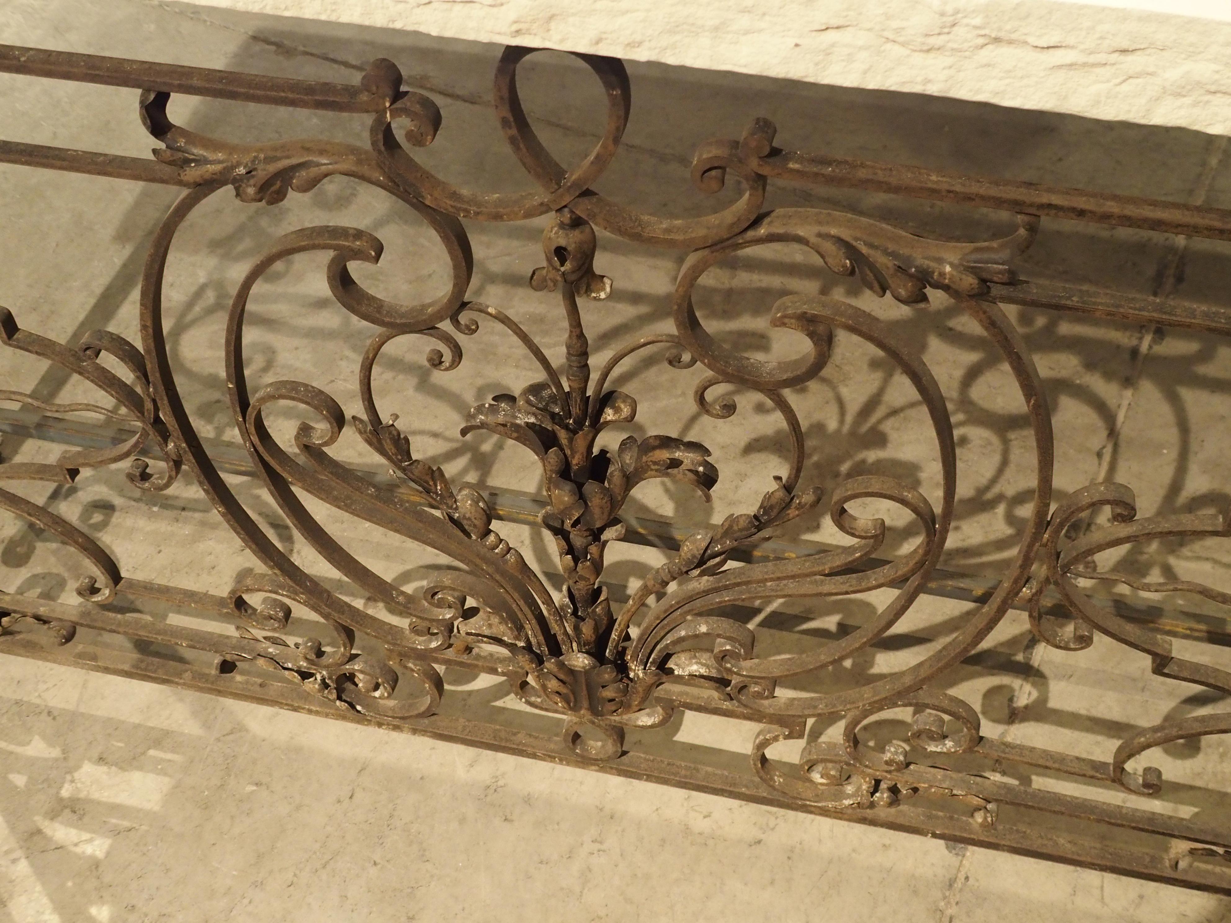 19th Century French Iron Balcony Console with Limestone Top 1