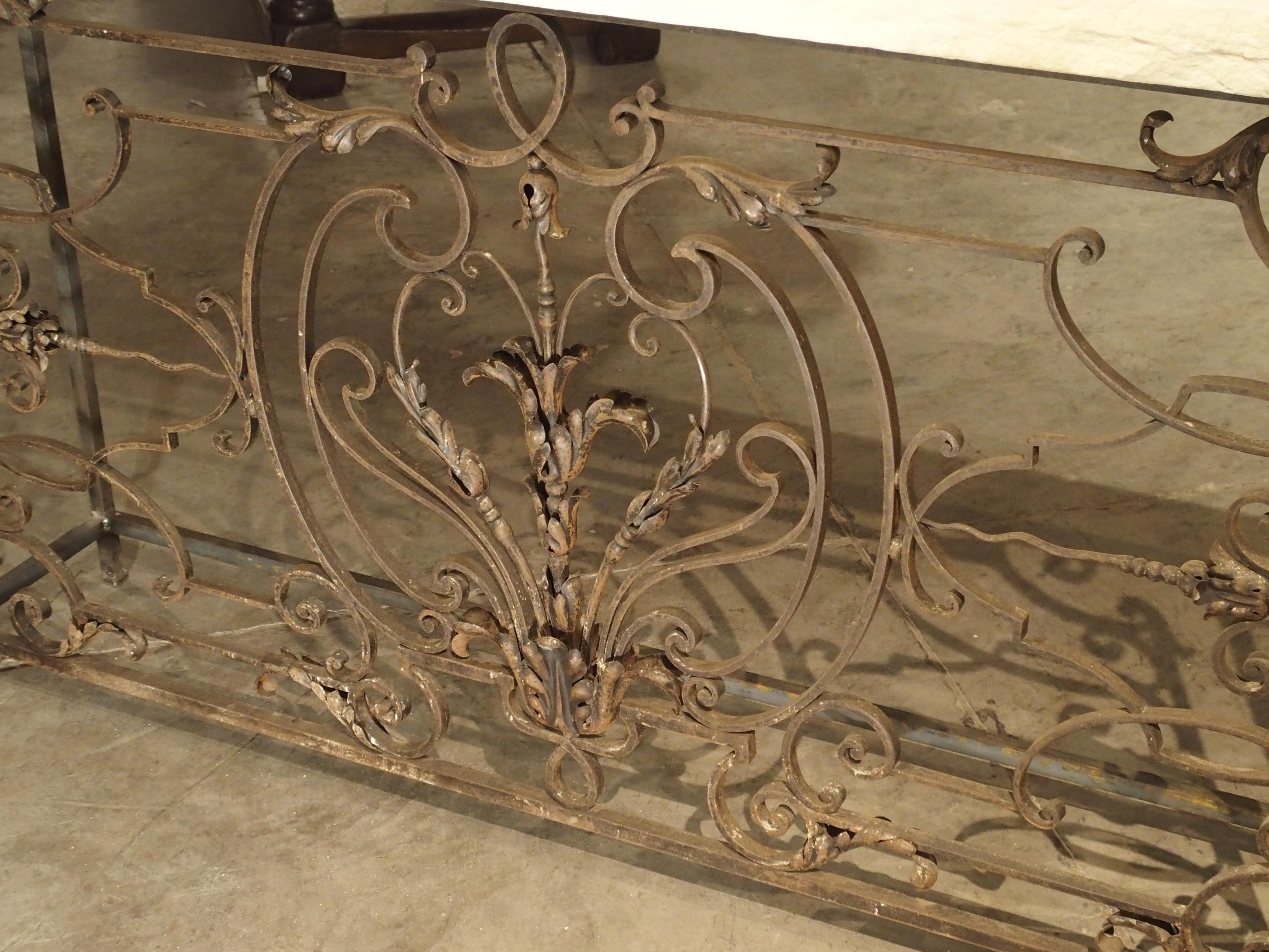 19th Century French Iron Balcony Console with Limestone Top 2