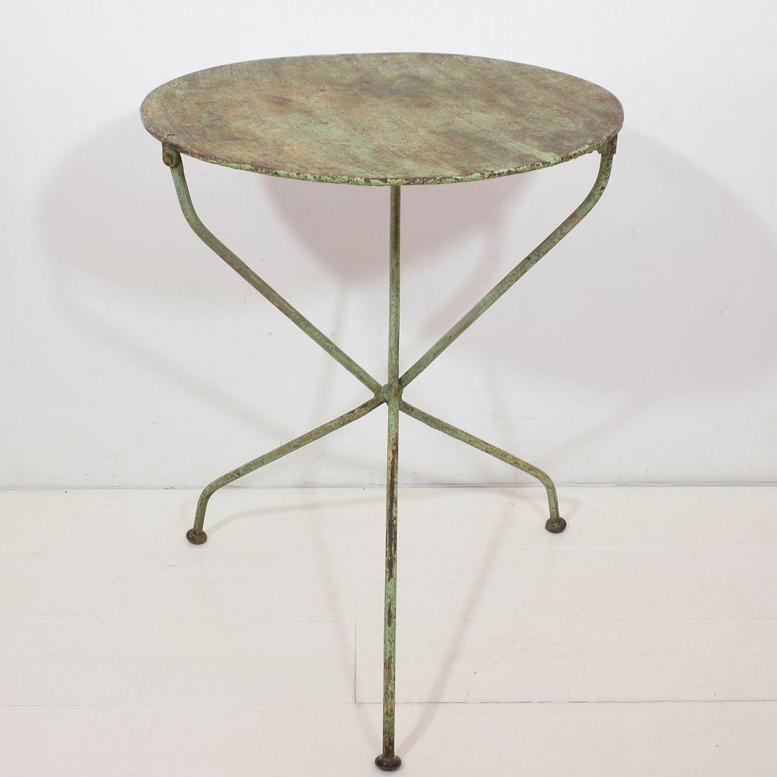 Painted 19th Century French Iron Bistro Folding Table
