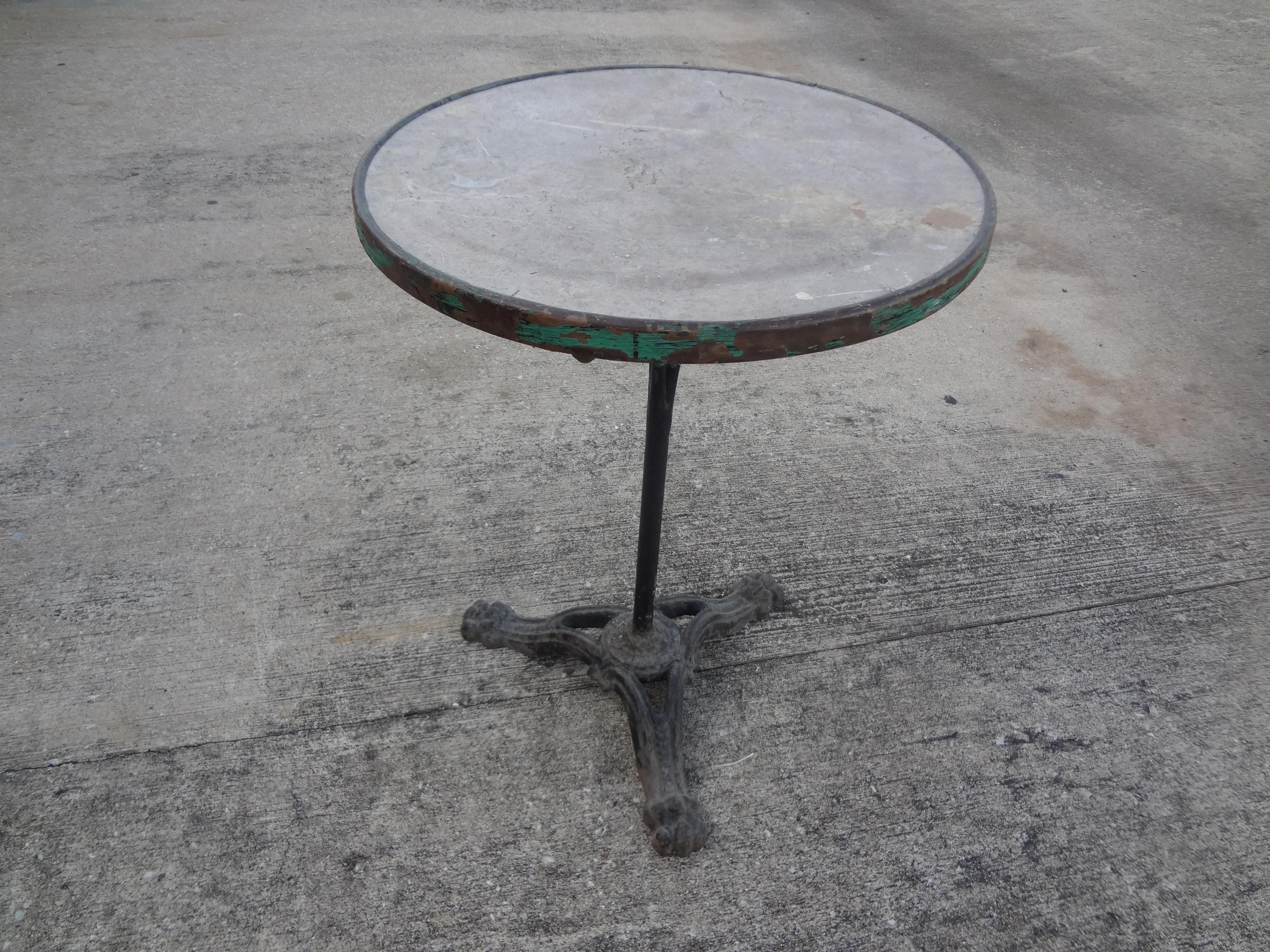 19th Century French Iron Bistro Table with a Stone Top 3