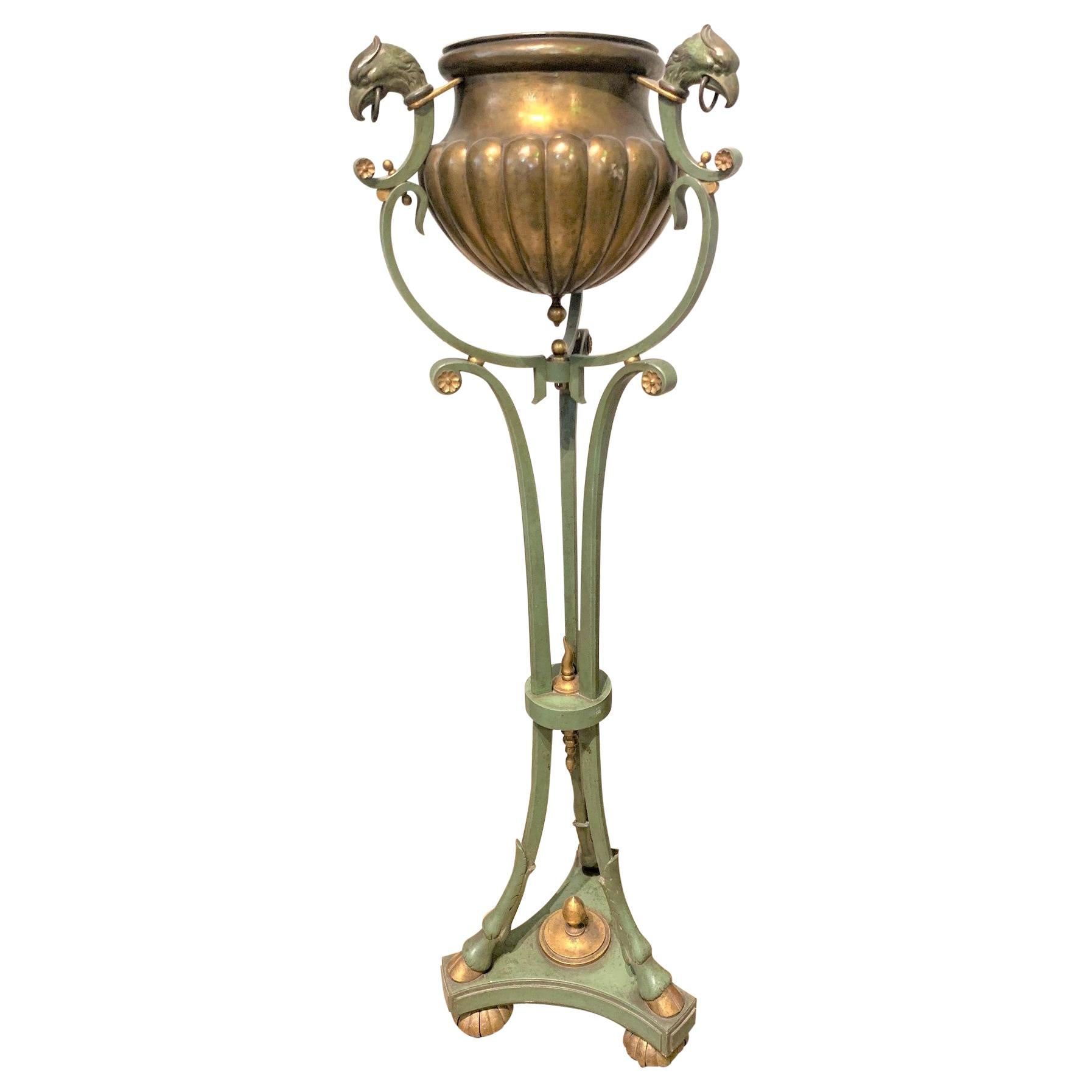 19th Century French Iron and Brass Jardiniere Planter