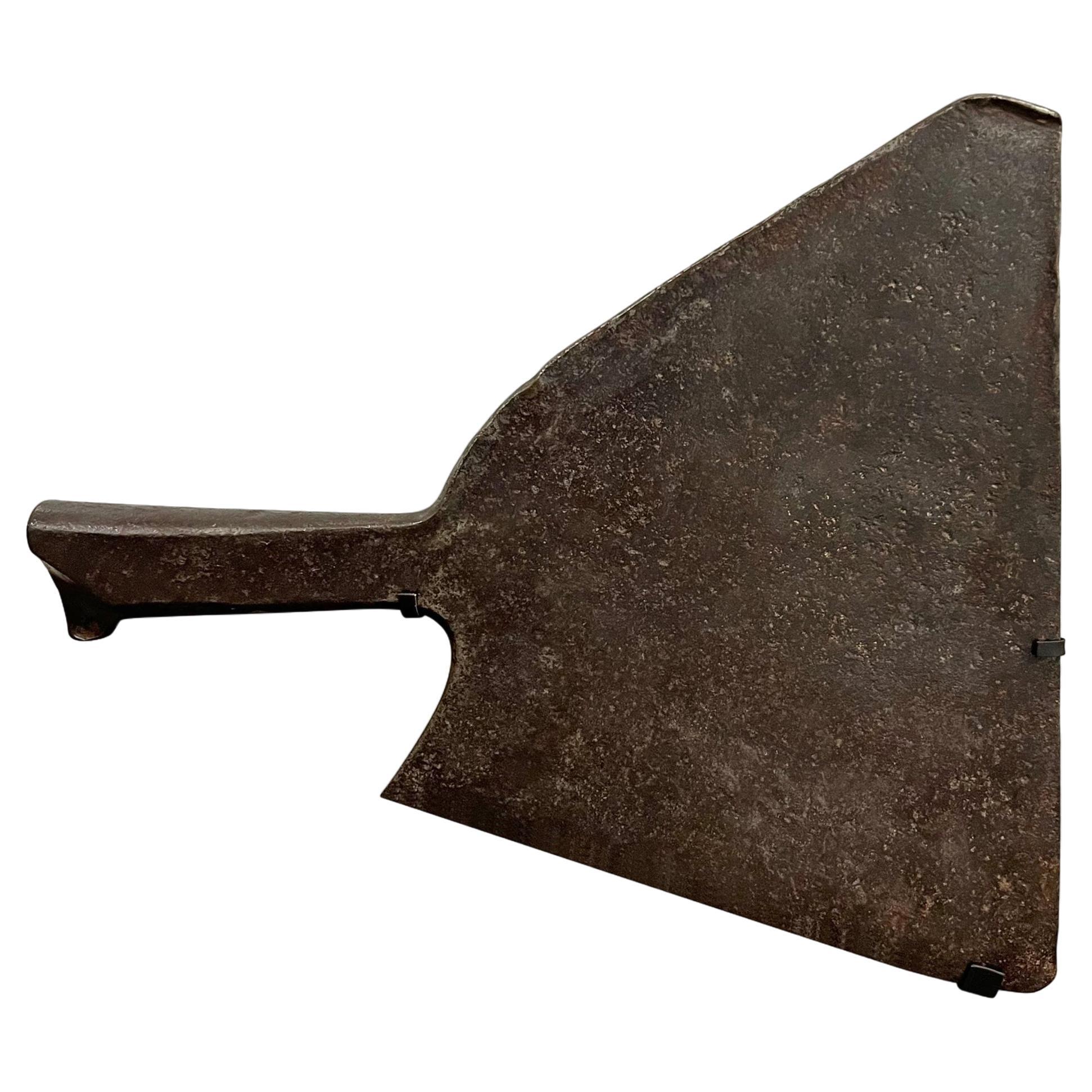 19th Century French Iron Butcher's Cleaver on Custom Wall Mount For Sale