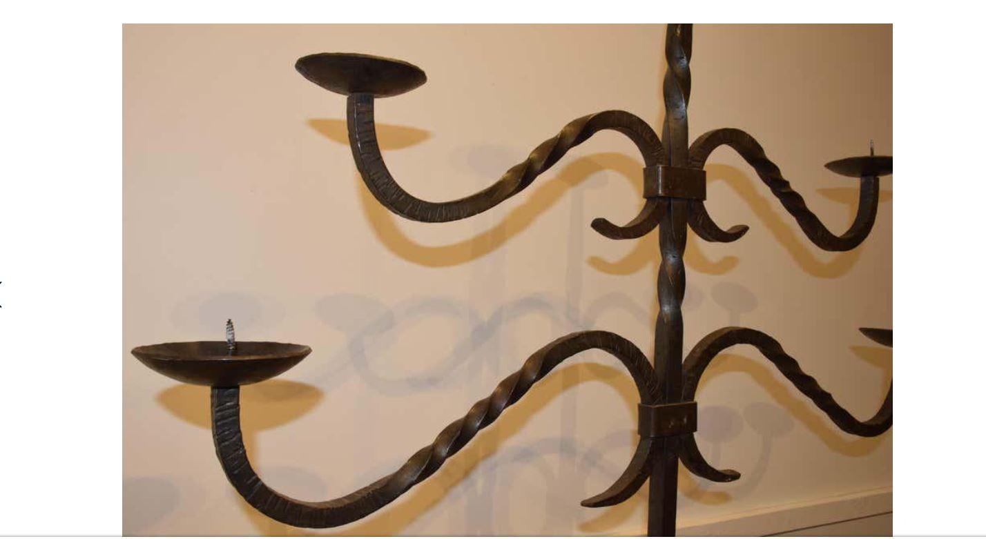 Hand-Crafted 19th Century French Iron Candelabra For Sale