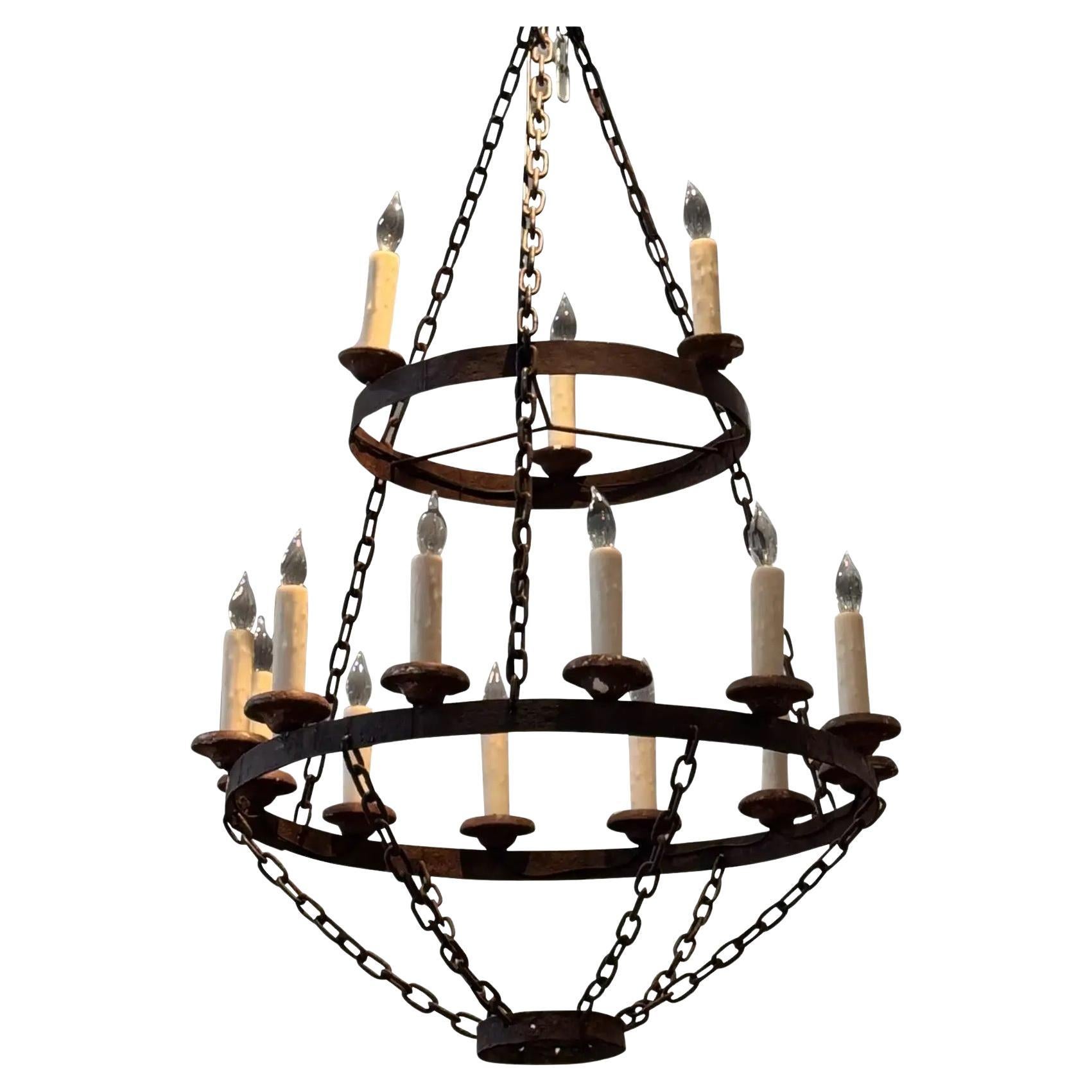 19th Century French Iron Chandelier