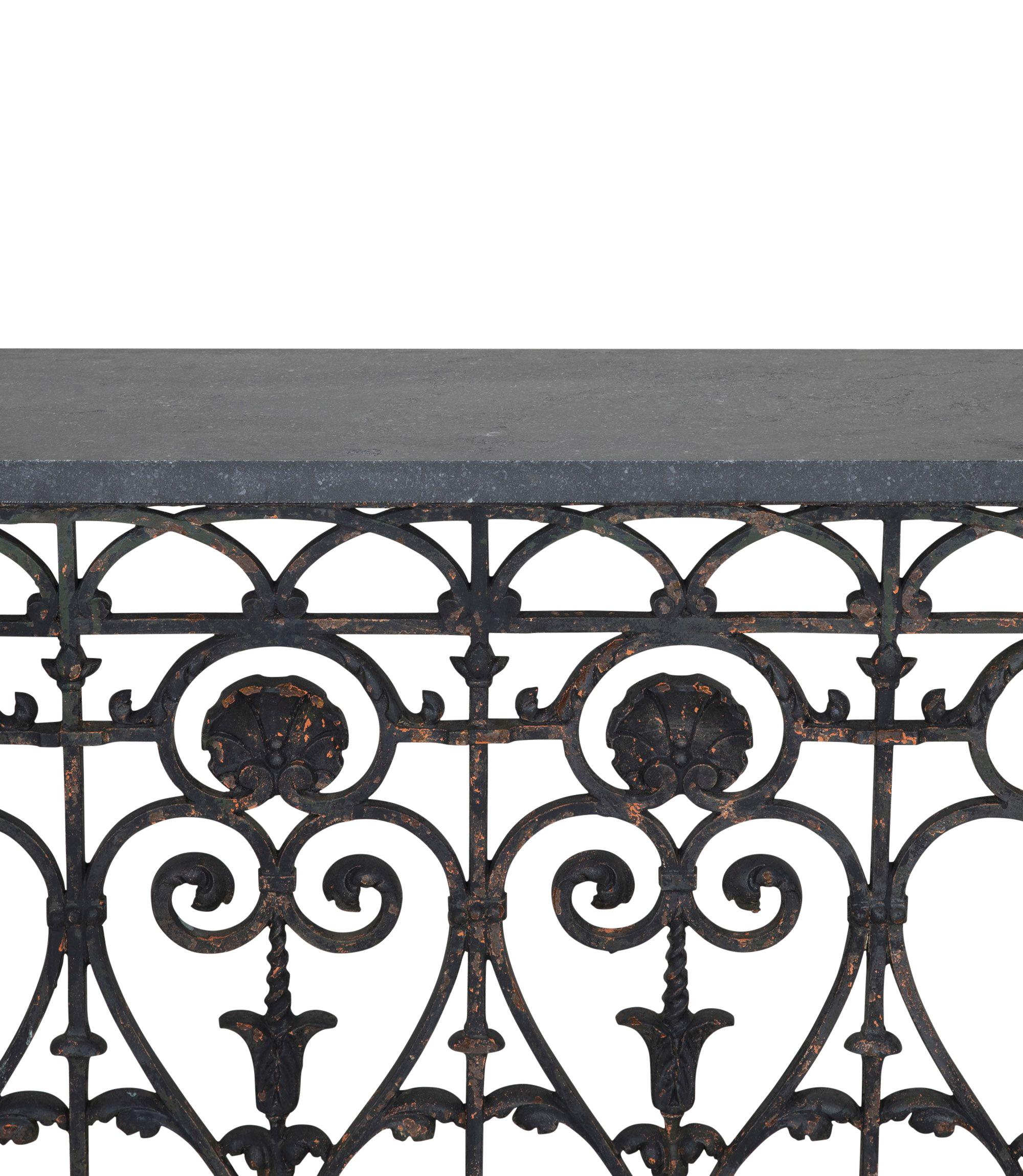Cast 19th Century French Iron Console For Sale