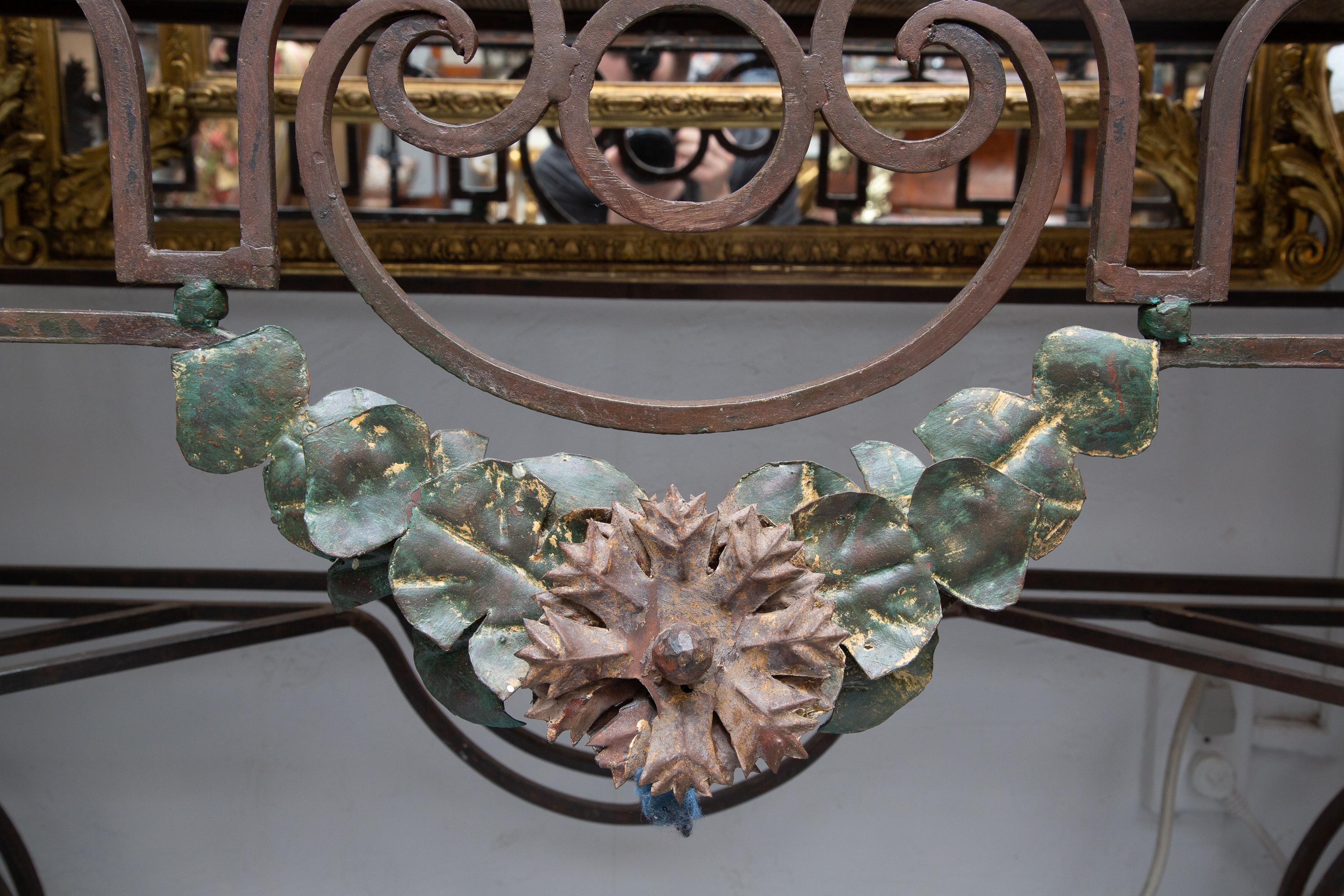 18th Century 19th Century French Iron Console with Marble Top