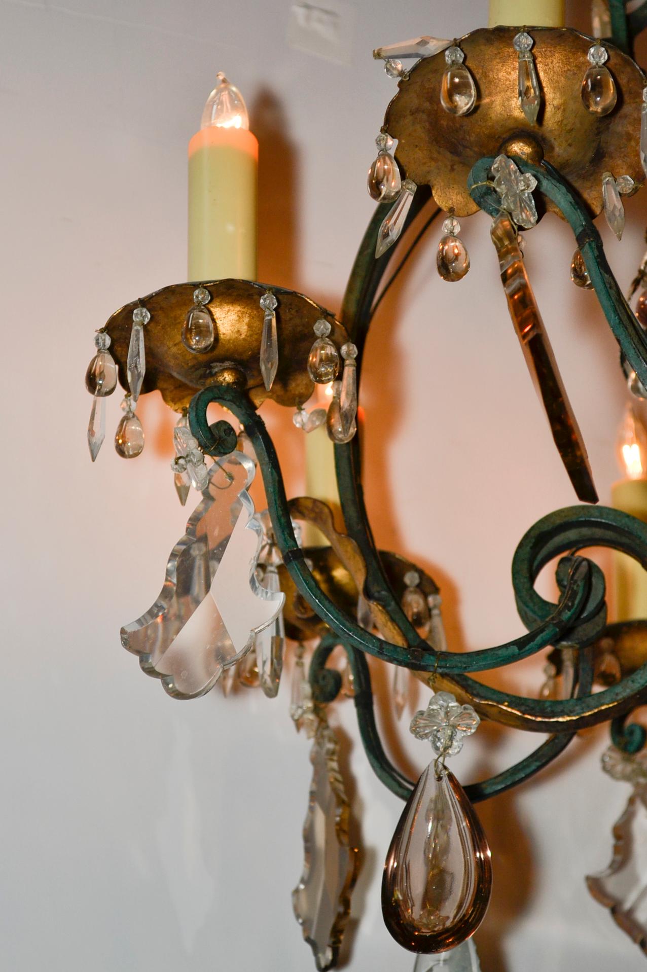 19th Century French Iron and Crystal Chandelier For Sale 4