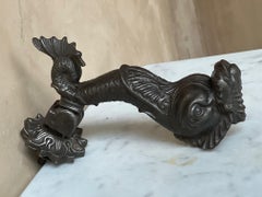 19th Century French Iron Door Knocker, Mythological Dolphin