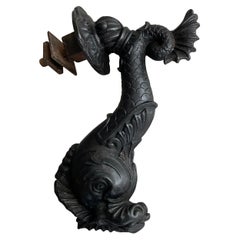 19th Century French Iron Door Knocker Mythological Dolphin