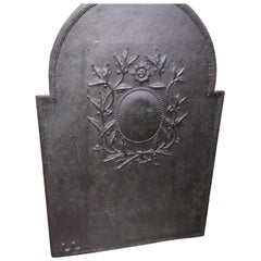 19th Century French Iron Fireback with Wreath Motif