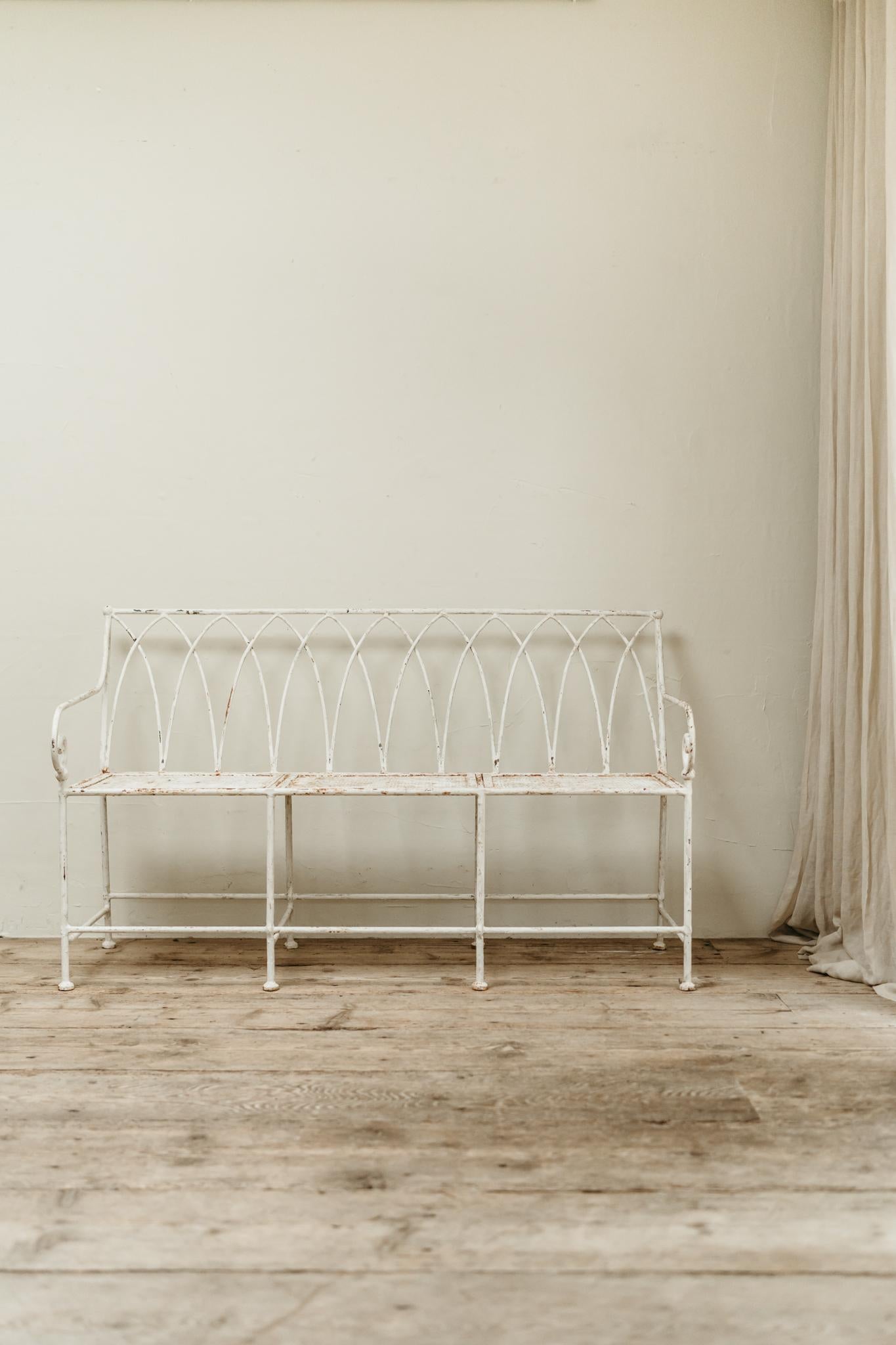 a very elegant and charming piece of the 19th century, made in France circa 1850, can be used outside as garden bench but works inside the house as well.. 
