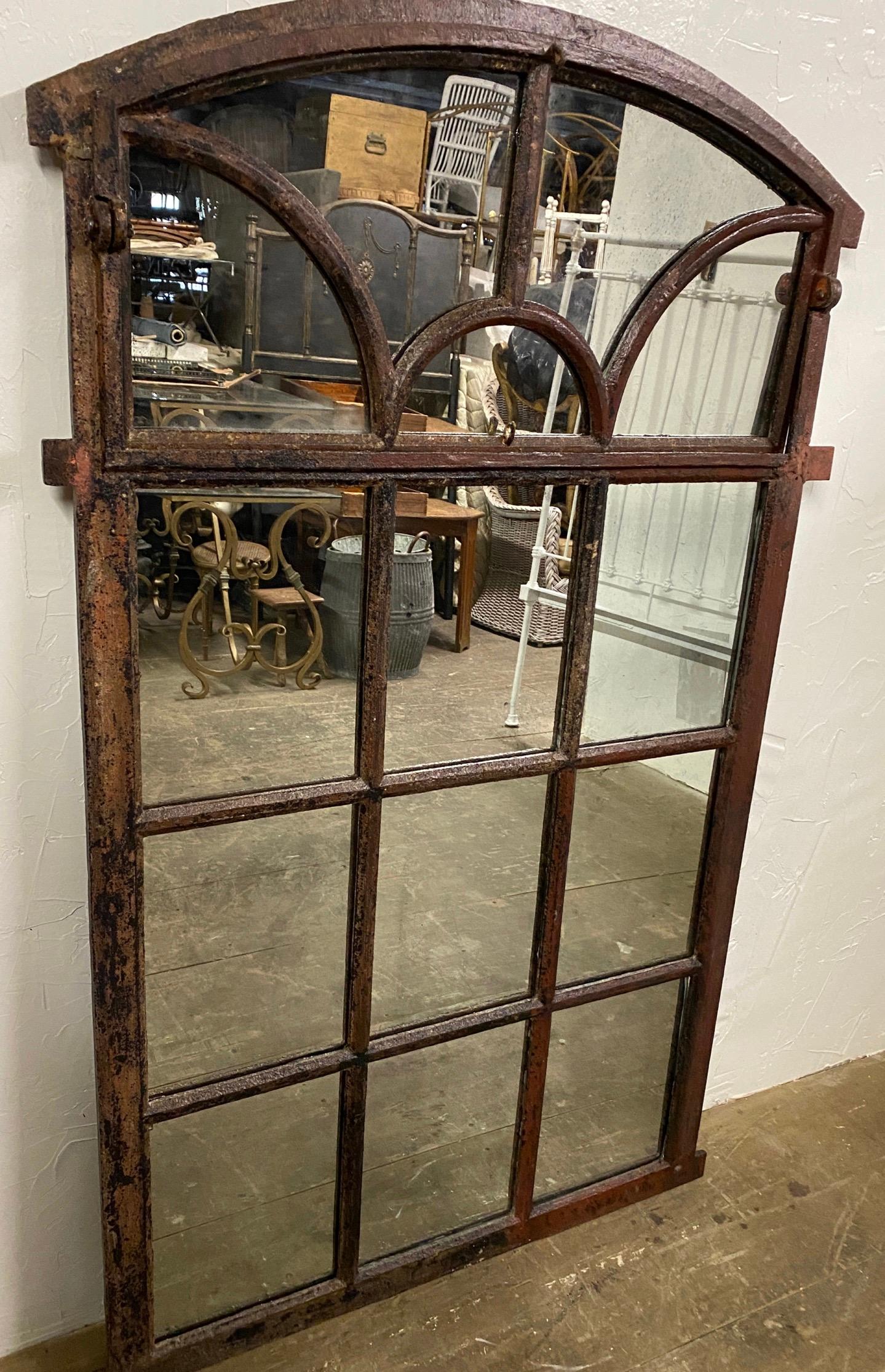 Renaissance 19th Century French Iron Gothic Mirror For Sale