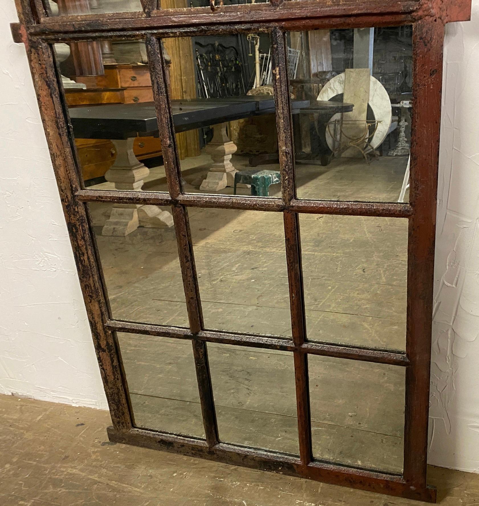 Cast 19th Century French Iron Gothic Mirror For Sale