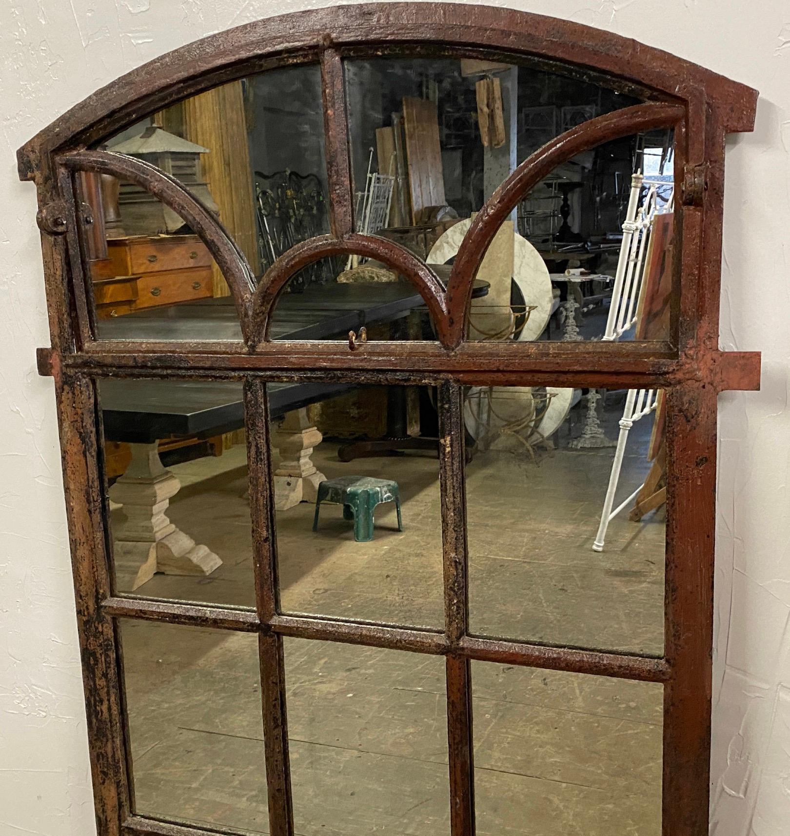 19th Century French Iron Gothic Mirror In Good Condition For Sale In Sheffield, MA